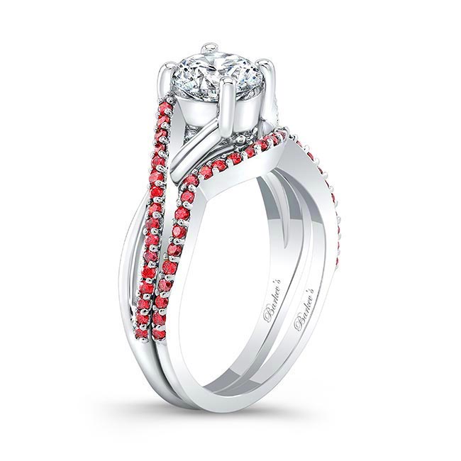 Platinum One Carat Ruby Accent Bridal Set Image 2