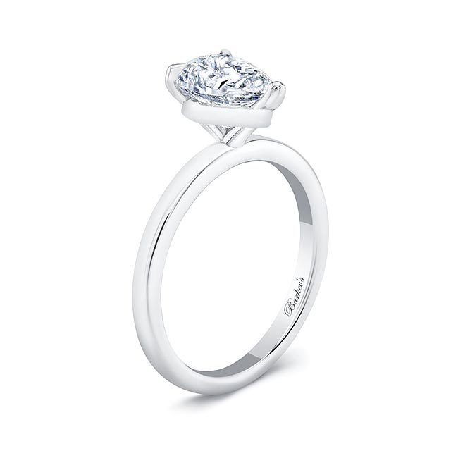 White Gold Pear Solitaire Ring Image 2
