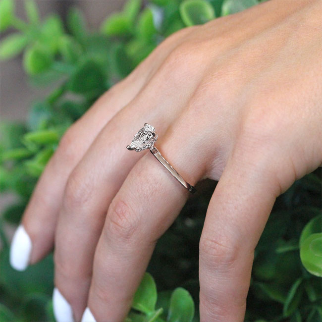  Hidden Halo Pear Lab Grown Diamond Engagement Ring Image 4