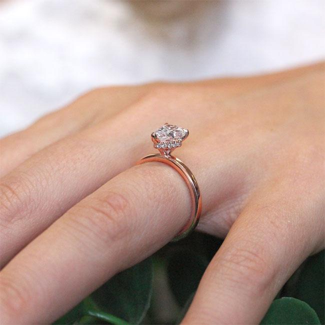  Rose Gold Hidden Halo Pear Moissanite Engagement Ring Image 5