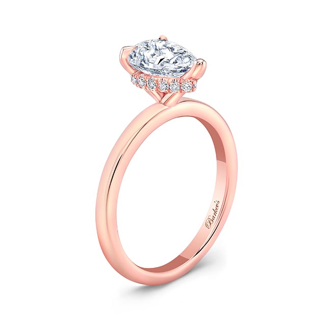  Rose Gold Hidden Halo Pear Moissanite Engagement Ring Image 2