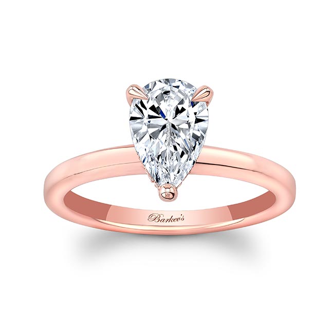  Rose Gold Hidden Halo Pear Moissanite Engagement Ring Image 1