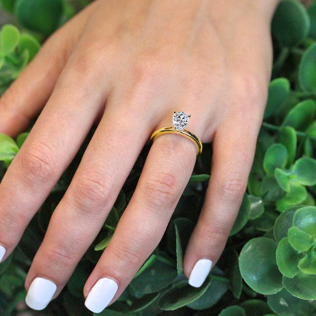 Signature Ring Pear Diamond - Custom Made Platinum and 18K Yellow Gold |  The Perfect Setting, Inc