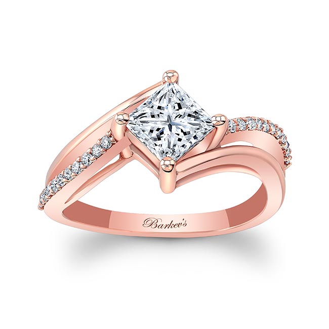  Rose Gold Princess Cut Moissanite Engagement Ring Image 1