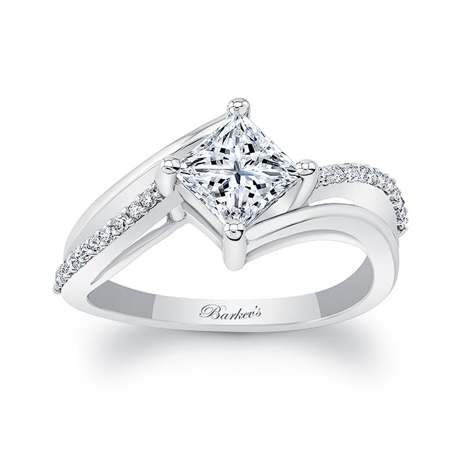  White Gold Princess Cut Moissanite Engagement Ring Image 1