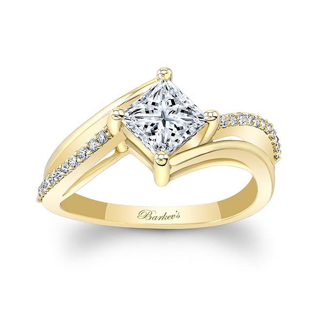  Yellow Gold Princess Cut Diamond Engagement Ring Image 1