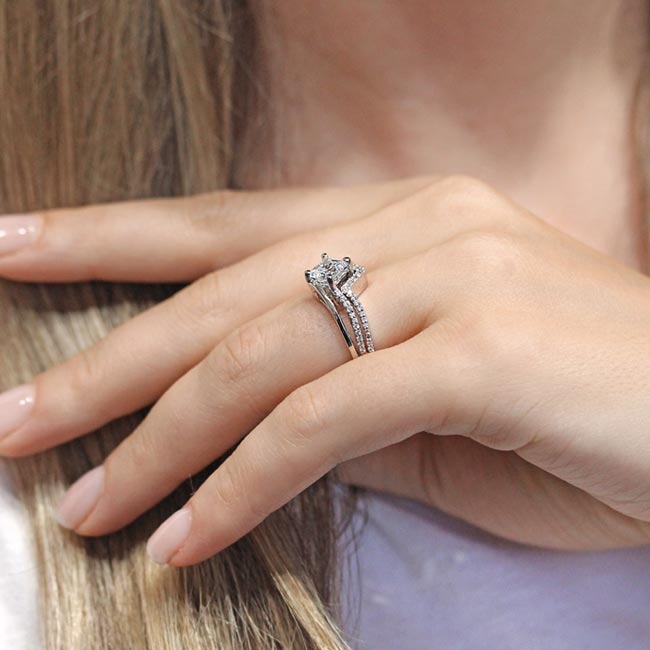  Princess Cut Moissanite Engagement Ring Set Image 5
