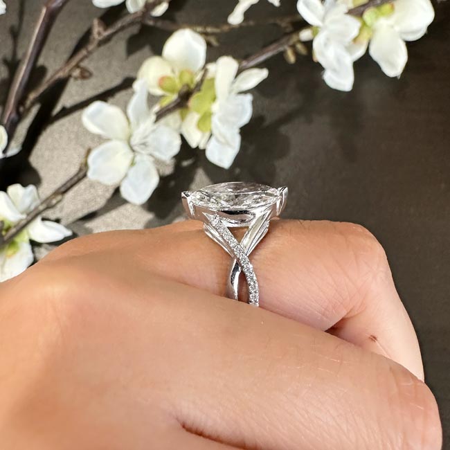 Platinum 3 Carat Marquise Diamond Ring Image 4