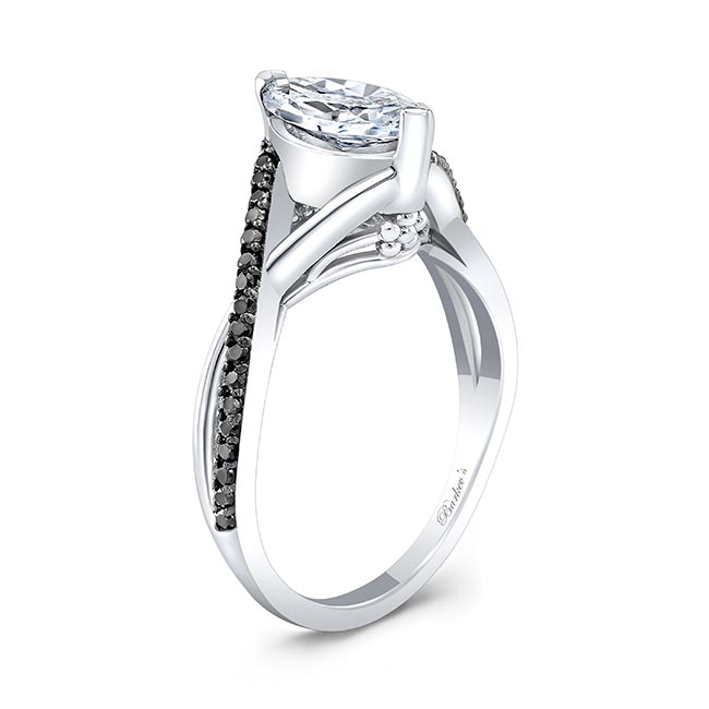  1 Carat Marquise Lab Diamond Ring With Black Diamonds Image 2
