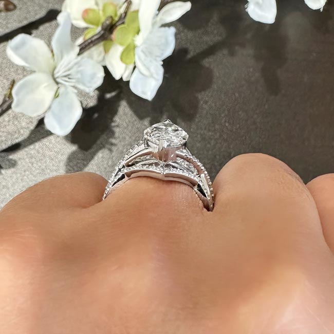 3 Carat Marquise Diamond Ring Set Image 5