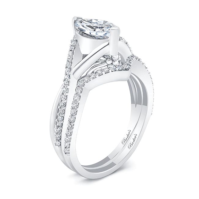 White Gold 3 Carat Marquise Diamond Ring Set Image 2