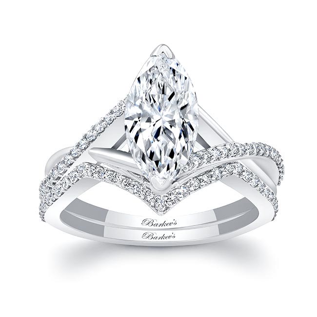White Gold 3 Carat Marquise Diamond Ring Set