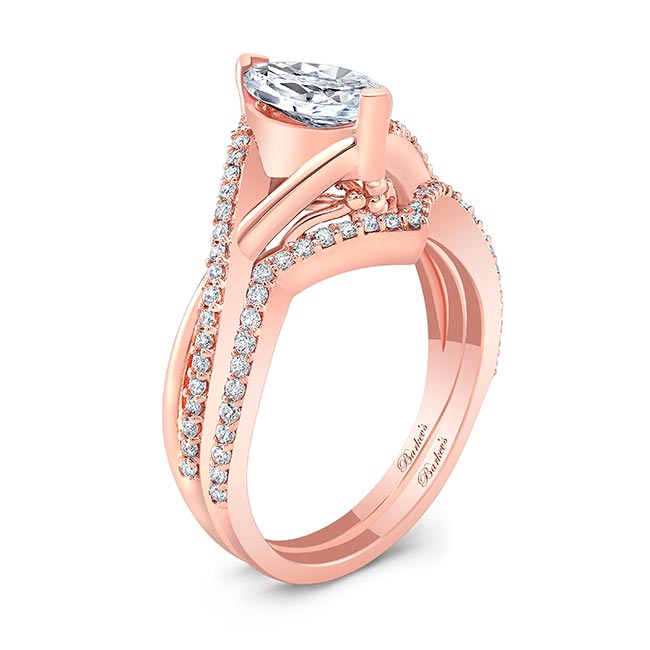 Rose Gold 3 Carat Marquise Diamond Ring Set Image 2