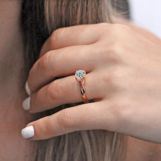  Rose Gold Moissanite Twist Solitaire Engagement Ring Image 3