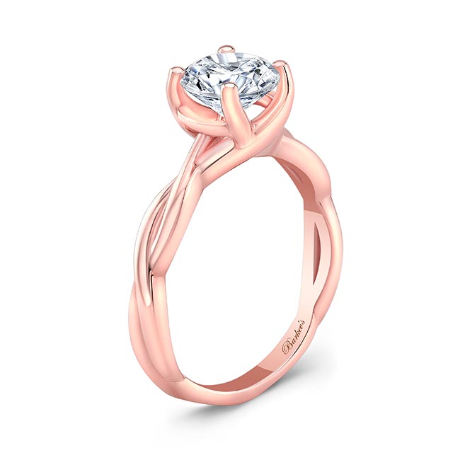  Rose Gold Moissanite Twist Solitaire Engagement Ring Image 2