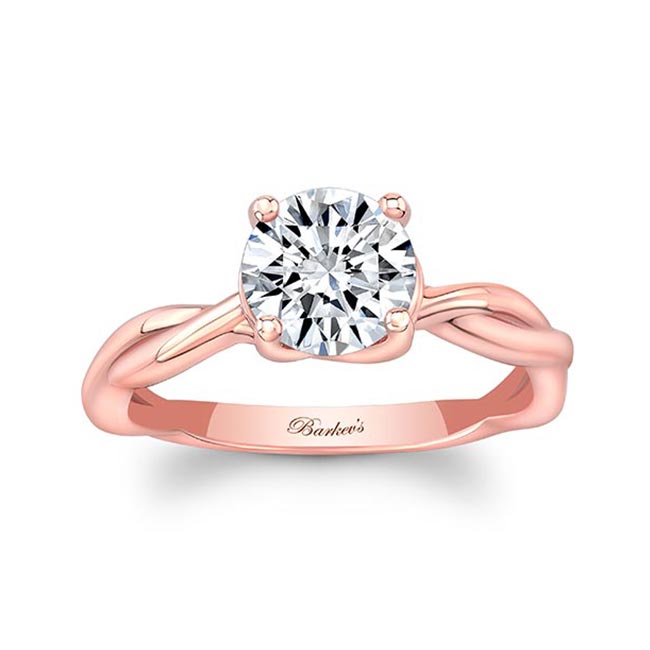  Rose Gold Moissanite Twist Solitaire Engagement Ring Image 1