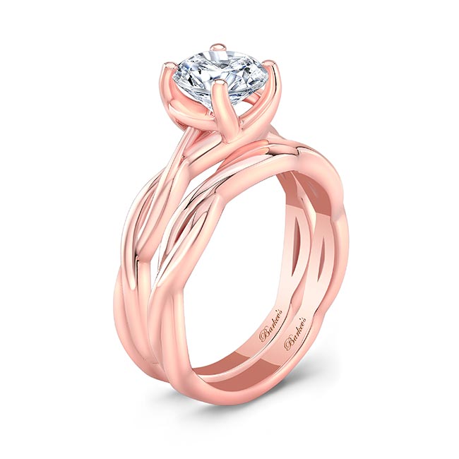 Rose Gold Lab Grown Diamond Twist Solitaire Bridal Set Image 2