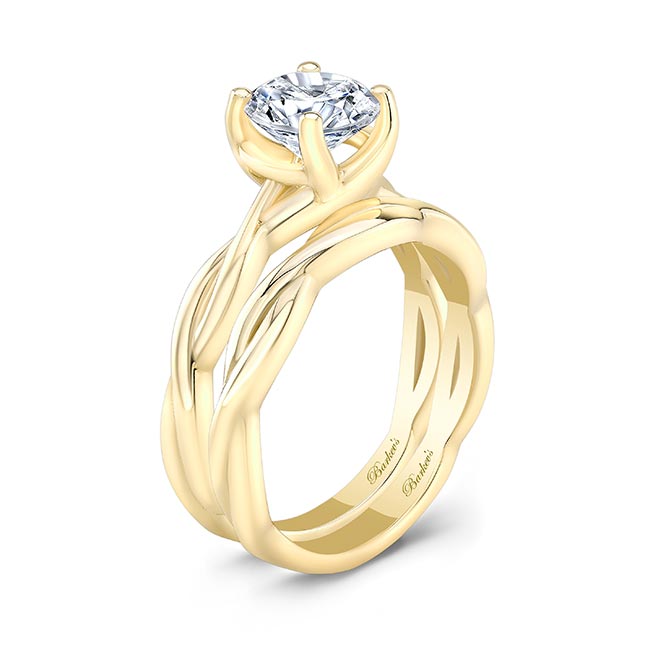 Yellow Gold Lab Grown Diamond Twist Solitaire Bridal Set Image 2