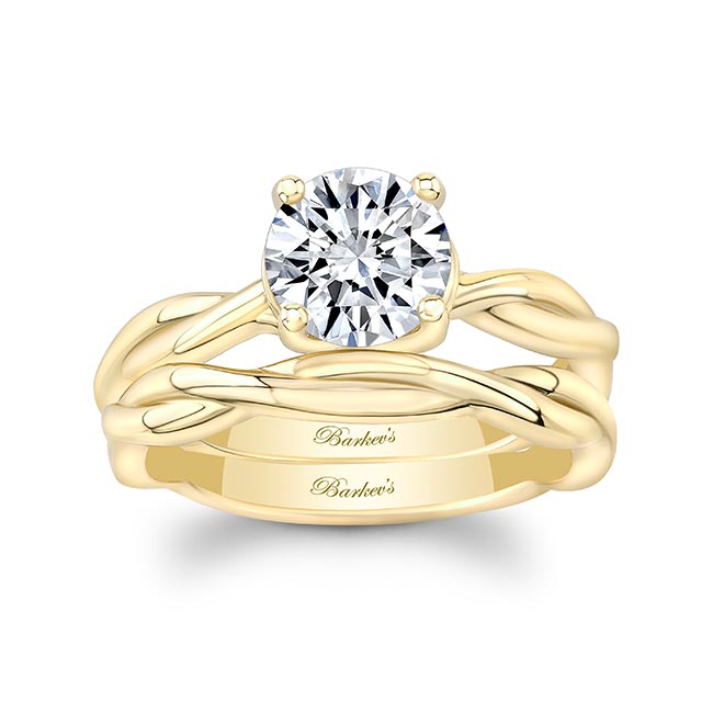 Yellow Gold Twist Solitaire Bridal Set