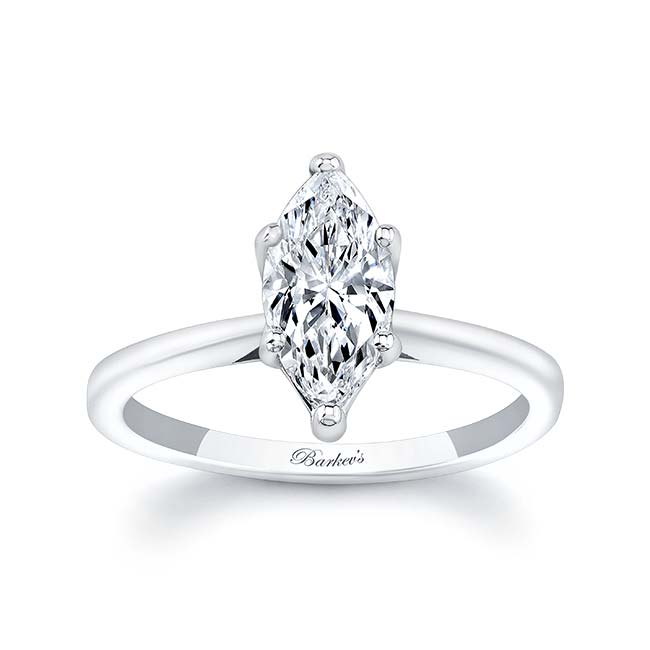  White Gold Marquise Solitaire Ring Image 1