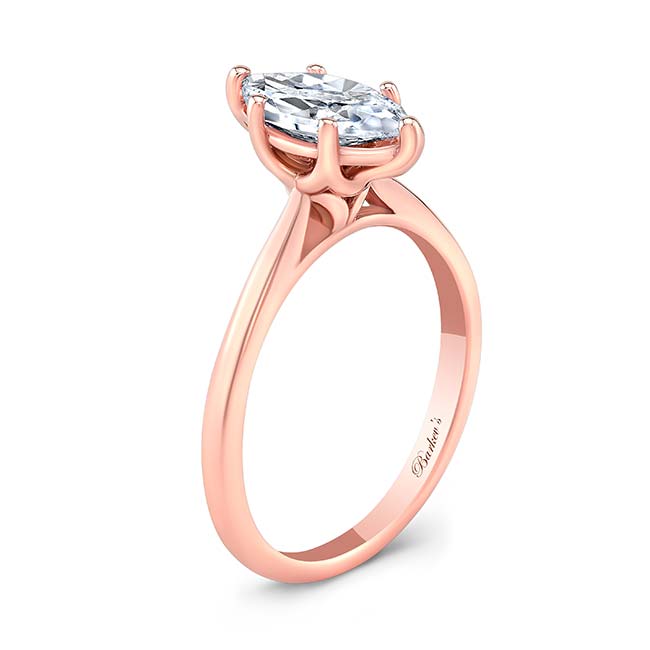  Rose Gold Marquise Lab Grown Diamond Solitaire Ring Image 2