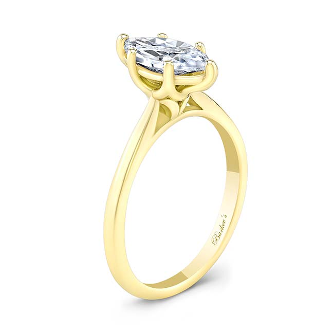 Yellow Gold Marquise Lab Grown Diamond Solitaire Ring Image 2