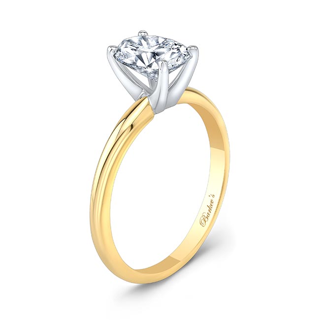 Yellow Gold Solitaire Ring With Certified 1 Ct. Oval Lab Created Diamond (D-VS1) Image 2