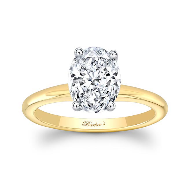 Yellow Gold 2 Carat Oval Solitaire Moissanite Ring