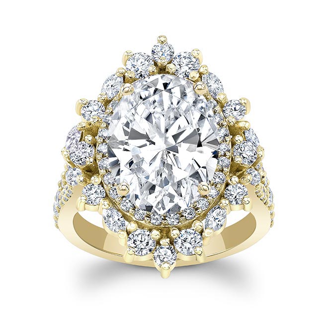 Yellow Gold 5 Carat Oval Moissanite Ring