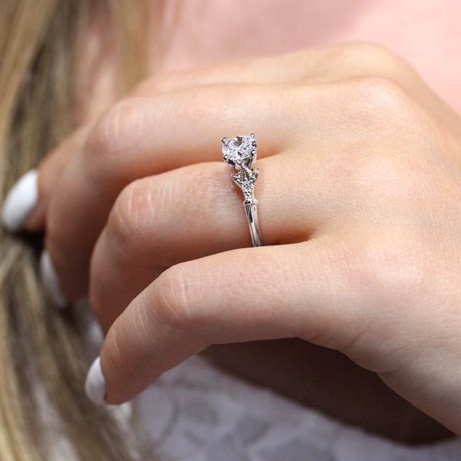  Petite Leaf Lab Grown Diamond Engagement Ring Image 6
