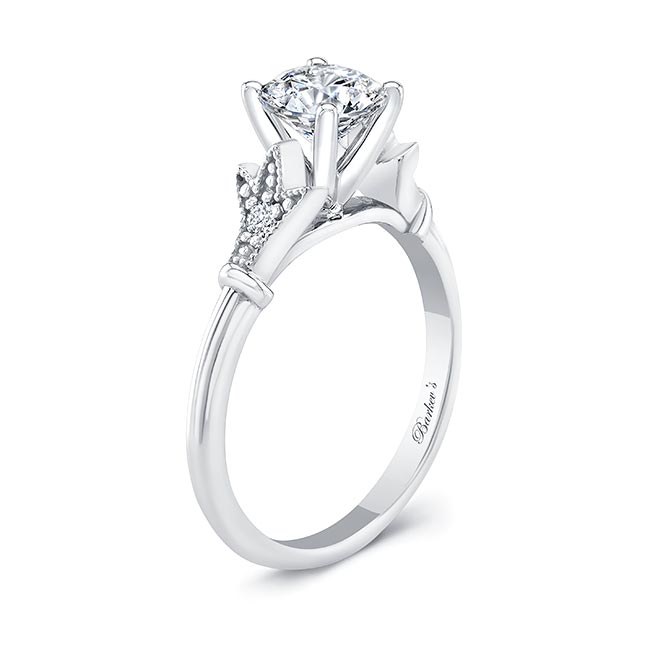  Petite Leaf Diamond Engagement Ring Image 2