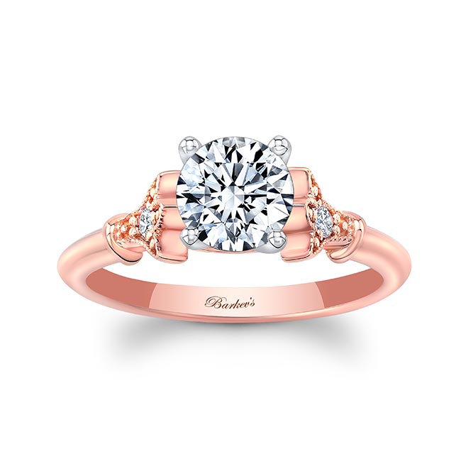 Petite Leaf Diamond Engagement Ring