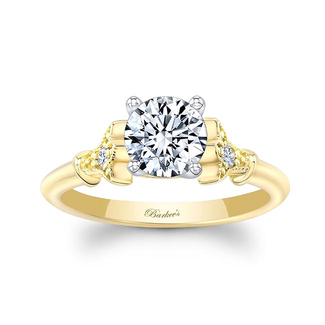 Petite Leaf Diamond Engagement Ring