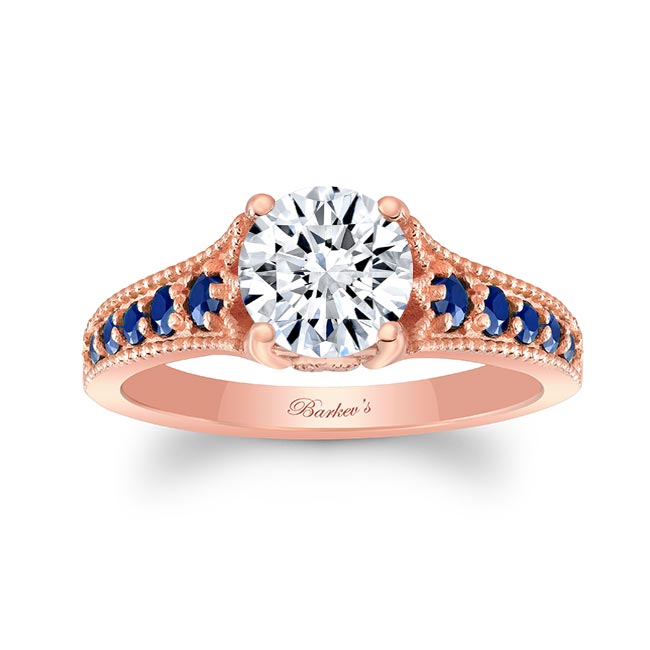 Moissanite Vintage Ring With Blue Sapphires