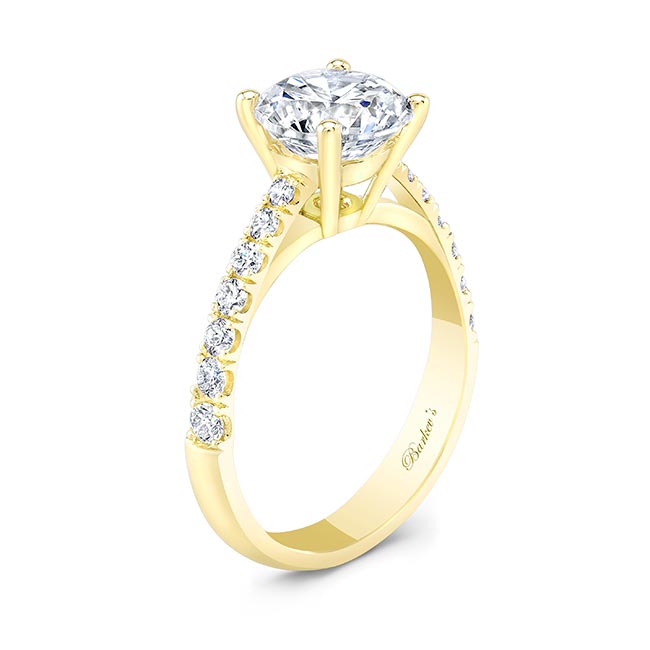 Yellow Gold 3 Carat Round Moissanite Engagement Ring Image 2