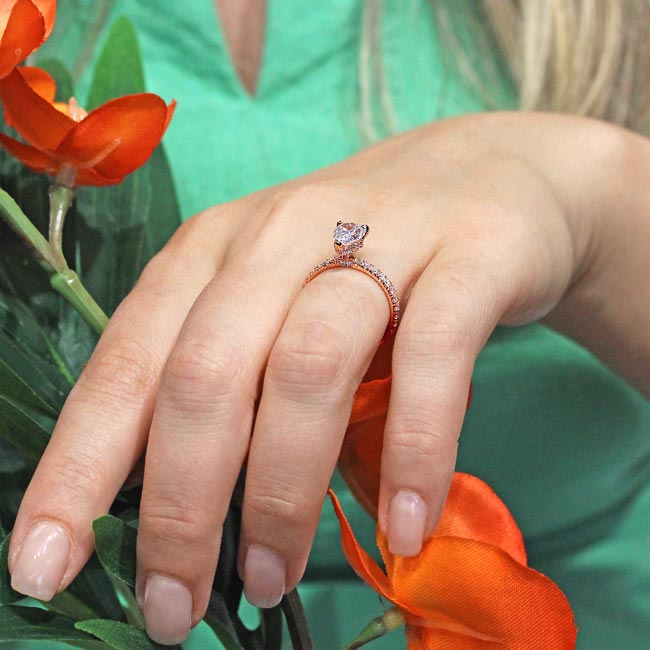 Rose Gold Pear Shape Lab Grown Diamond Ring Image 5