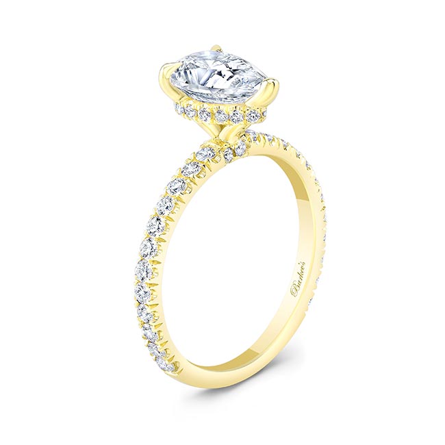 Yellow Gold Pear Shape Moissanite Ring Image 2