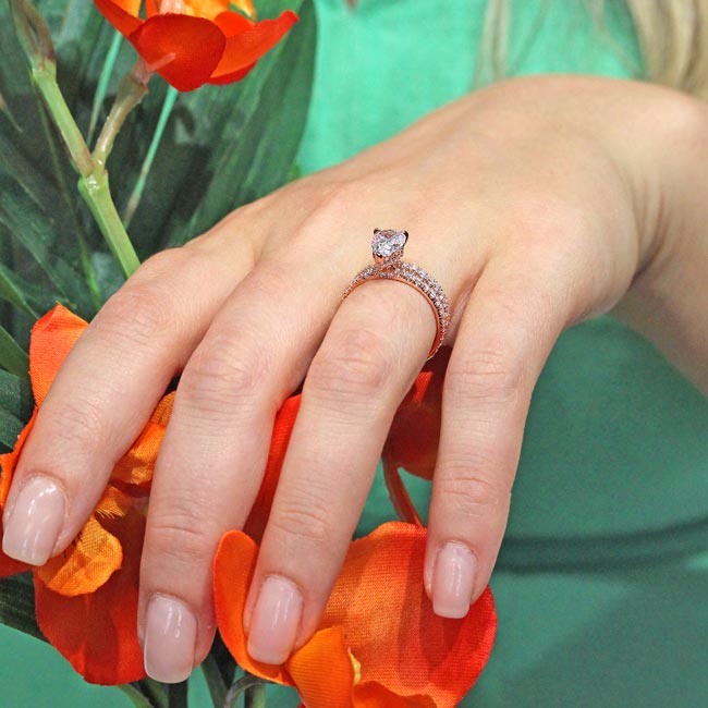 Rose Gold Pear Shape Lab Grown Diamond Wedding Set Image 5