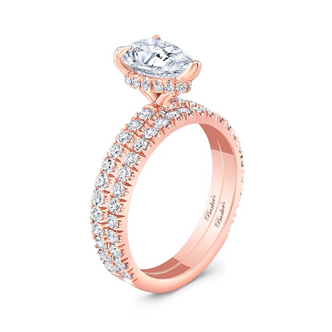 Rose Gold Pear Shape Lab Grown Diamond Wedding Set Image 2