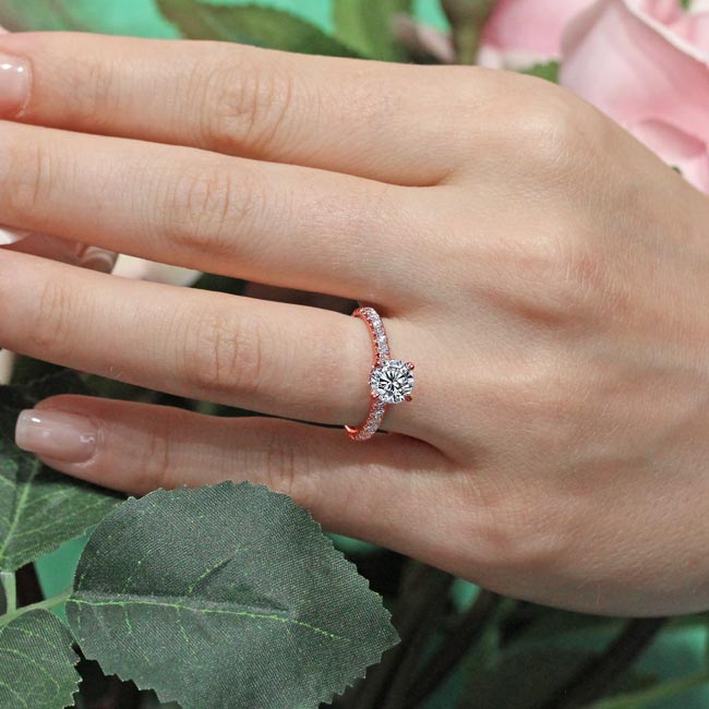 Rose Gold Diamond Halo Engagement Ring Image 3