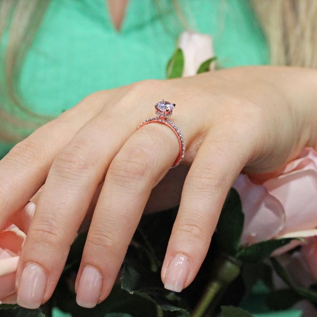 Rose Gold Lab Grown Diamond Halo Engagement Ring Image 5