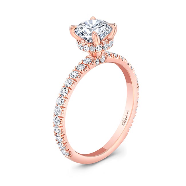 Rose Gold Diamond Halo Engagement Ring Image 2