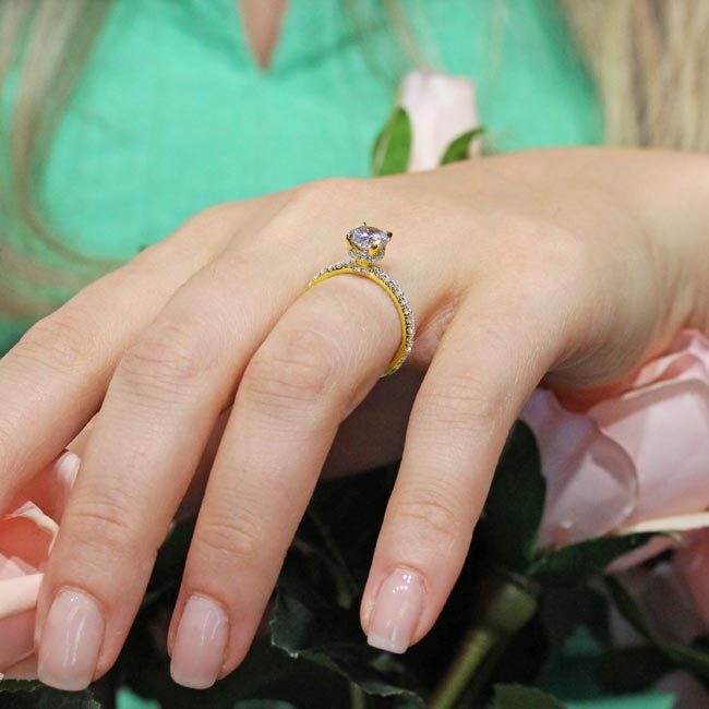Yellow Gold Diamond Halo Engagement Ring Image 5