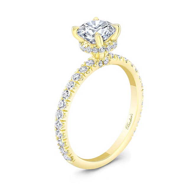 Yellow Gold Moissanite Halo Engagement Ring Image 2