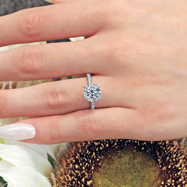 Platinum 3 Carat Lab Grown Diamond Halo Engagement Ring Image 3