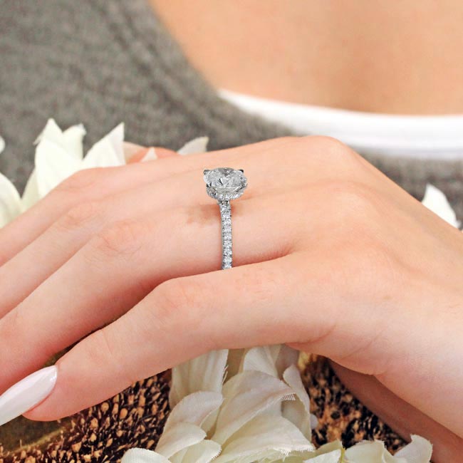 White Gold 3 Carat Lab Grown Diamond Halo Engagement Ring Image 4