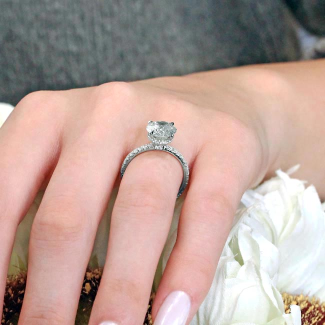 White Gold 3 Carat Diamond Halo Engagement Ring Image 5
