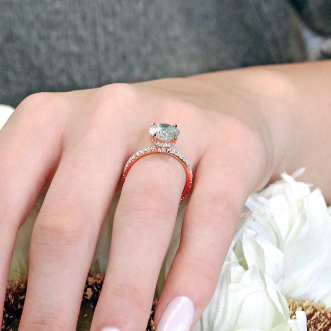 Rose Gold 3 Carat Lab Grown Diamond Halo Engagement Ring Image 5