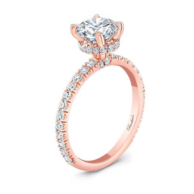 Rose Gold 3 Carat Diamond Halo Engagement Ring Image 2