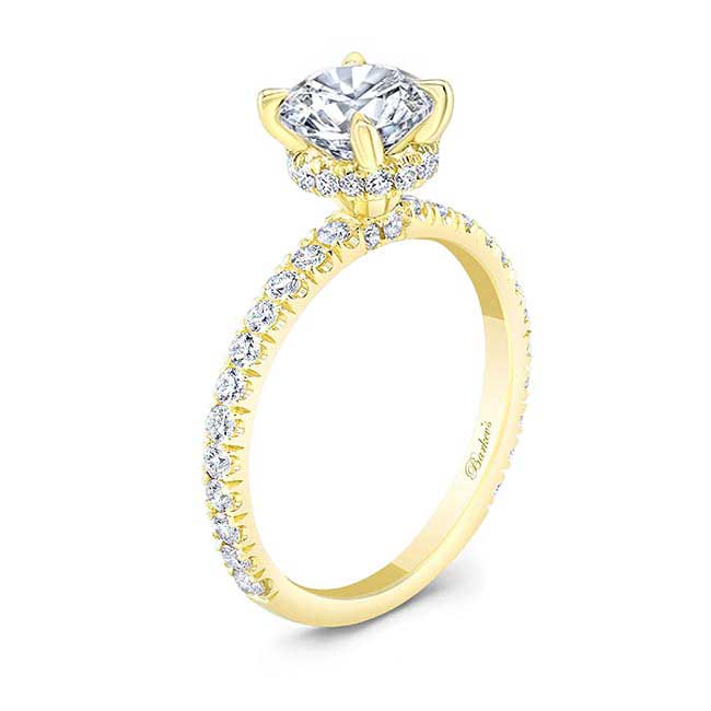 Yellow Gold 3 Carat Diamond Halo Engagement Ring Image 2